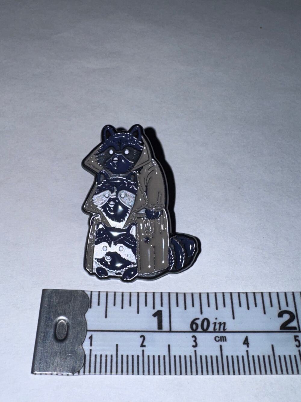 Raccoons in Trench Coat Pin Brooch